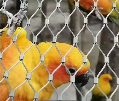 حبل كابل 2 مم شبكة حبل من الفولاذ المقاوم للصدأ بفتحة 50 × 50 مم لسياج حديقة الحيوان مع امتصاص الصدمات بدون حواف حادة ومقاوم للحريق