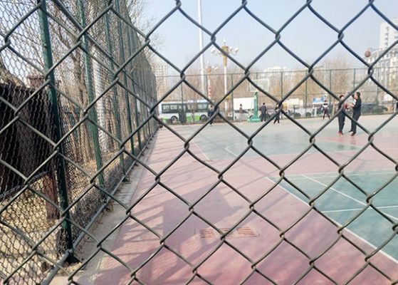 سياج شبكي مجلفن أسود مطلي بمادة PVC لملاعب رياضية